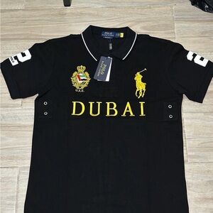 Ralph Lauren Black Polo with Yellow Dubai Embroidery